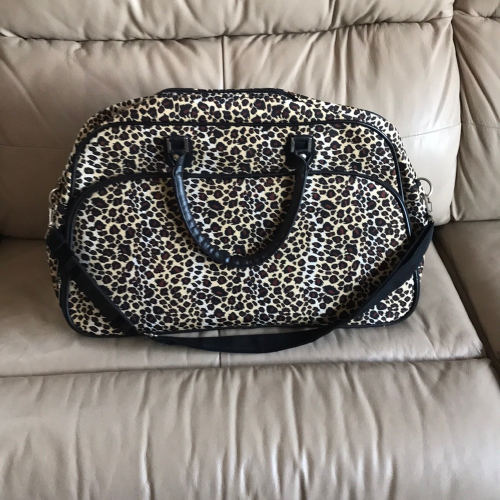leopard carry on tote